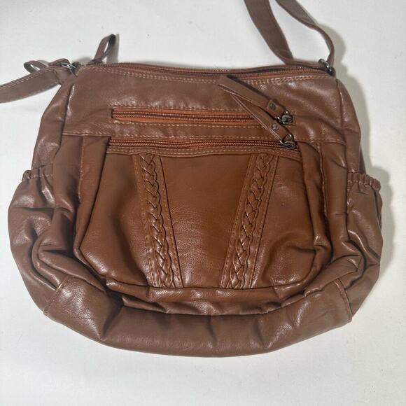 Volganik Rock Brown Leather Shoulder Bag with Slouchy Design - Picture 1 of 6